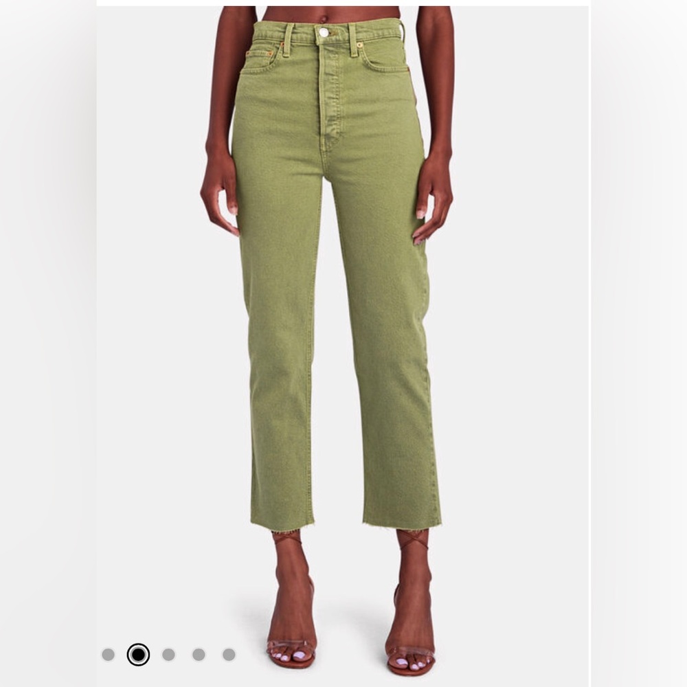 NWT Re/Done 70s High Rise Stovepipe Jeans in Sage Size 29